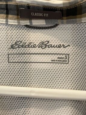 Eddie Bauer Women's Mesh Top with Plaid Trim - White, Tan, Black